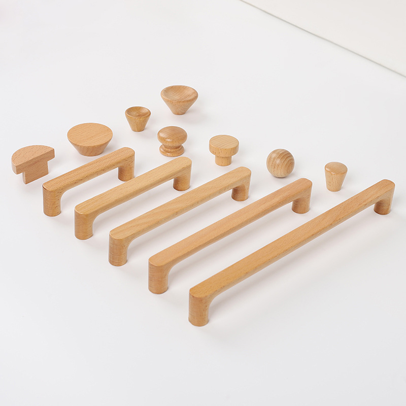 Furniture Grade Hardware - 北欧木製家具ハンドル ブナ材キッチンキャビネットハンドル ワードローブ食器棚引き出しノブ ソリッドハードウェアプルハンドル