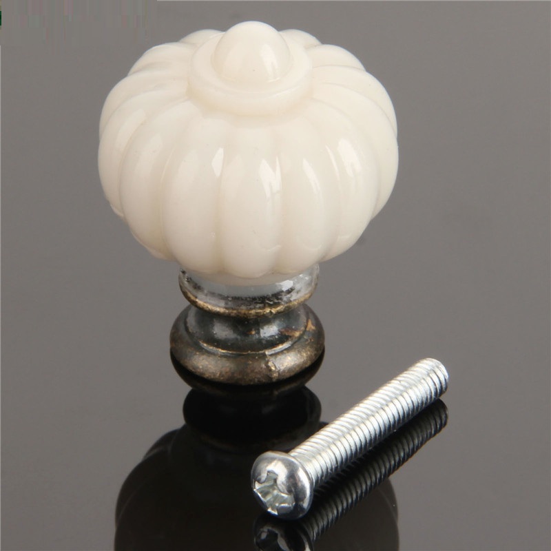 Furniture Hardware Knobs - 1pcアクリルアイボリーホワイトパンプキン内閣ノブキッチン食器棚洋服タンスドレッサーの引き出し家具ハードウェア