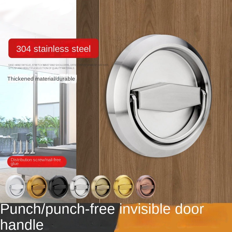 Furniture Grade Hardware - ステンレス鋼の隠しキャビネットノブとハンドルラウンド凹型食器棚取手隠しドア引き出し家具ハンドル