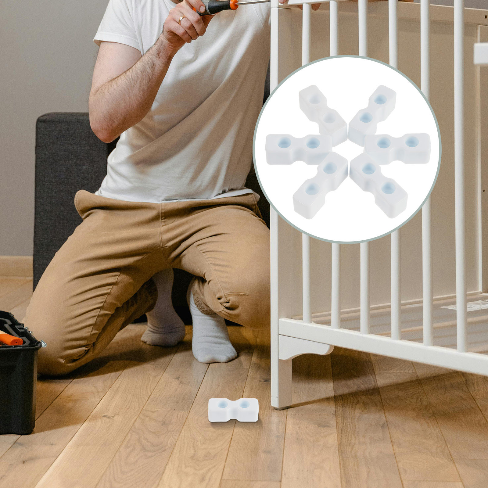 Furniture Hardware Fittings - ベビーベッド用ネジ20個、プラスチック製ボード固定具、ベッドフレーム用サポートブラケット、ベッドレール用金具、家具用接合金具