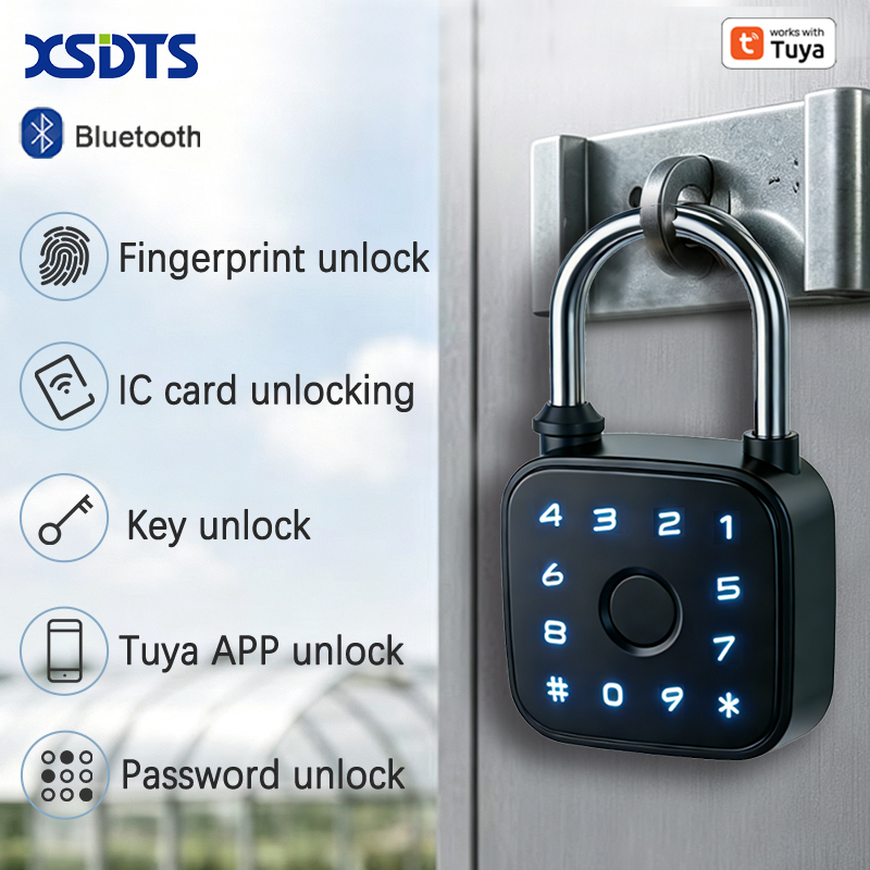 Cabinet Lock Key - Tuyaスマート南京錠、指紋カードパスワードキーTuyaアプリロック解除、防水電子ロック（キャビネット、スーツケース、バックパック、家庭用）