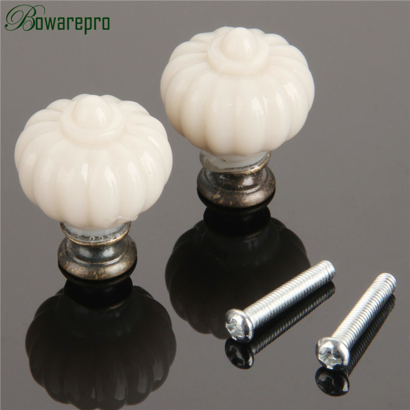 1pcアクリルアイボリーホワイトパンプキン内閣ノブキッチン食 - Furniture Hardware Knobs のレビューと価格
