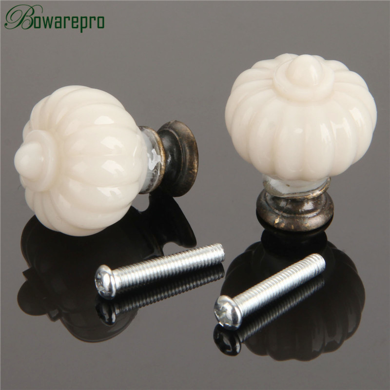 1pcアクリルアイボリーホワイトパンプキン内閣ノブキッチン食 - Furniture Hardware Knobs のレビューと価格